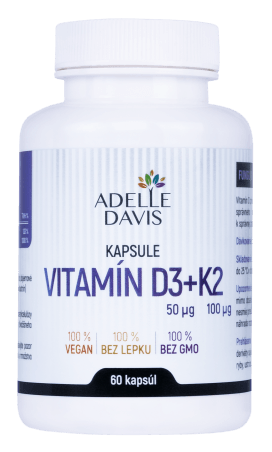 Adelle Davis - Vitamin D3 + K2, 60 kapslí