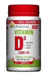BIO Pharma Vitamin D3 FORTE cps 90 + 90 (100% ZDARMA) (180 ks)