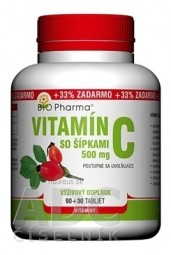 BIO Pharma Vitamin C se šipkami 500 mg tbl 90 + 30 (33% ZDARMA) (120 ks)