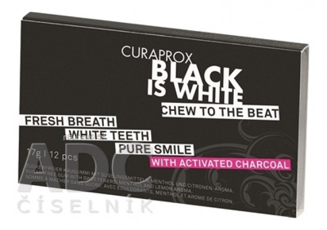 CURAPROX Black Is White žvýkačky 1x12 ks