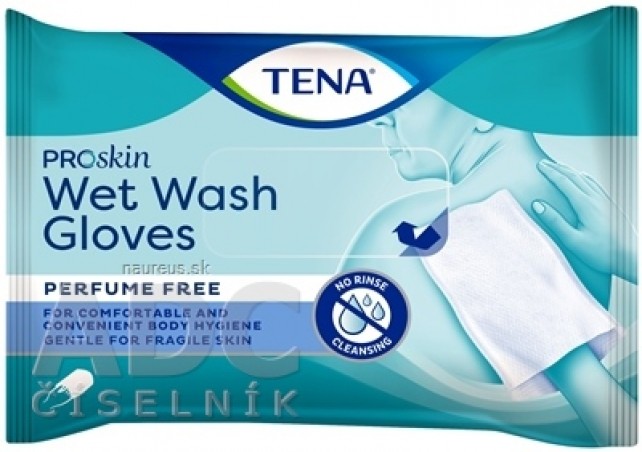 TENA Wet Wash Gloves vlhčené rukavice na mytí, neparfémované, 1x8 ks