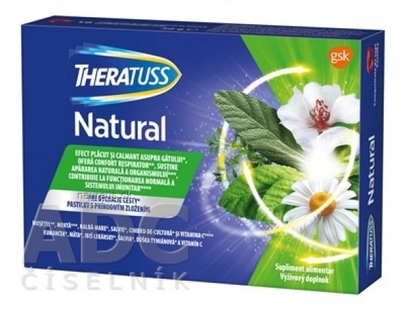 THERATUSS Natural pastilky s příchutí malina 1x16 ks