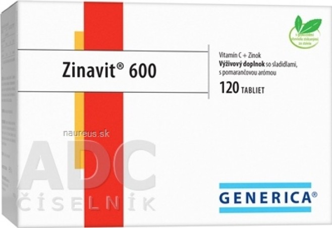 GENERICA Zinavit 600 s pomerančovou příchutí tbl (vitamín C + Zinek) 1x120 ks