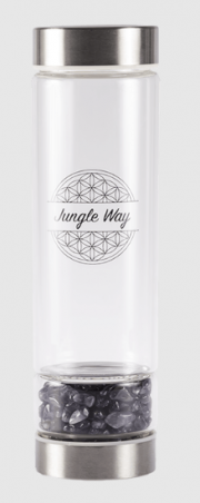 Designová skleněná láhev s ametystem