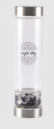 Designová skleněná láhev s polodrahokamy