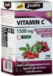 JutaVit Vitamin C 1500 mg tbl s postupným uvolňováním, s vitaminem D3, zinkem, šipkami a extraktem z aceroly 1x100 ks