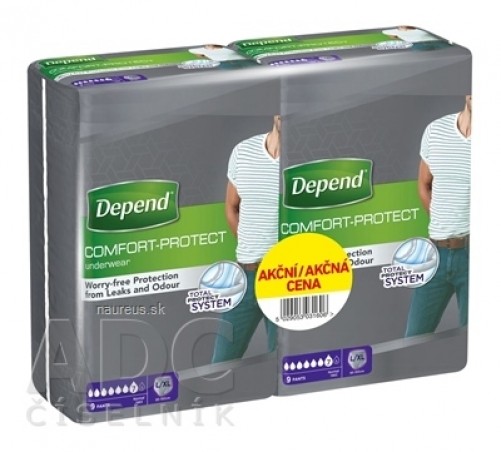 DEPEND NORMAL L/XL pro muže DUOPACK natahovací kalhotky 2x9 ks, 1x1 set