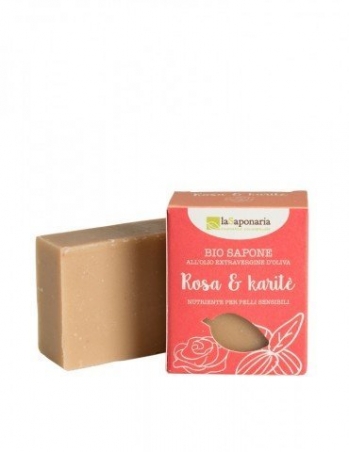Tuhé olivové mýdlo BIO - Růžový olej a bambucké máslo (100 g)