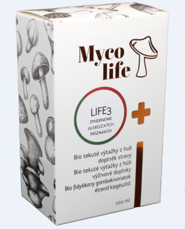 MYCOLIFE-LIFE 3 bio Agaricus, bio Reishi, 100 ml - Zmírnění alergických příznaků