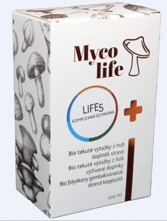 MYCOLIFE-LIFE 5 -Strážce zdraví-bio Cordyceps, bio Mandle, bio Maitake, bio Shiitake, 100 ml