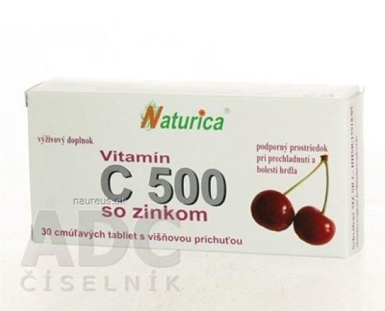 Naturica VITAMIN C 500 mg se zinkem tbl (cucavé tablety) 1x30 ks