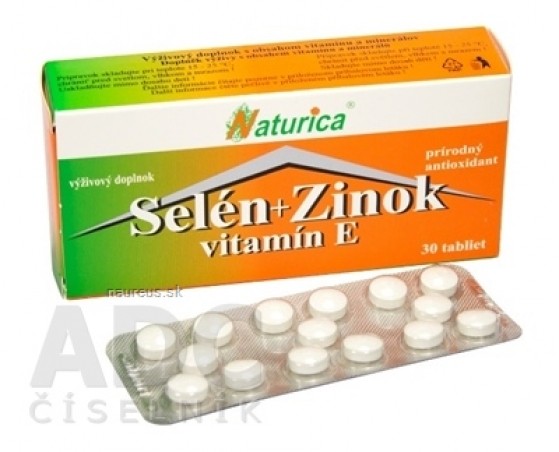 Naturica SELEN + ZINEK, vitamín E tbl 1x30 ks
