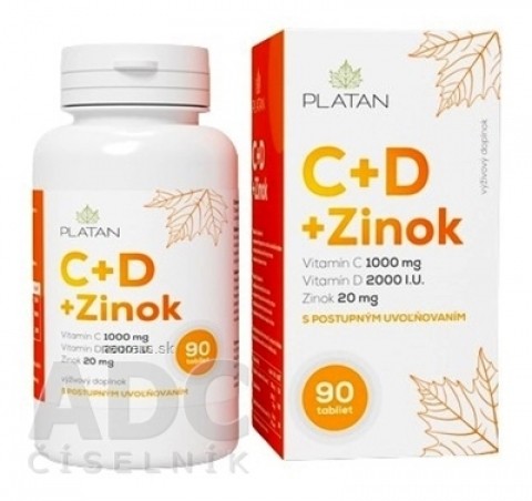 PLATAN Vitamin C + D + Zinek tbl s postupným uvolňováním 1x90 ks