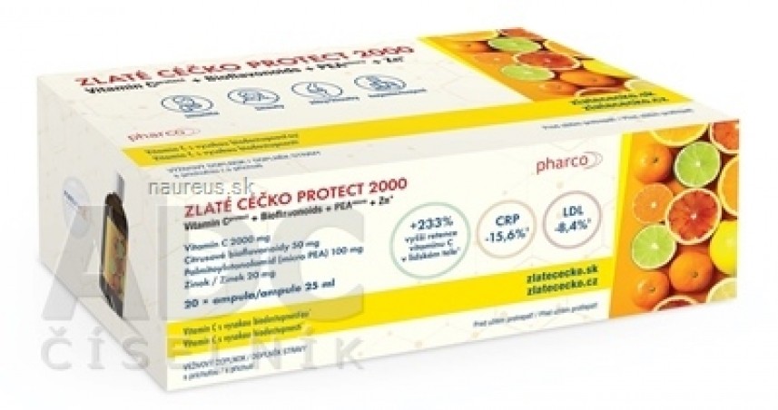 ZLATÉ CÉČKO PROTECT 2000 ampule (vitamín C + bioflavonoidy + PEA + zinek) s příchutí 20x25 ml (500 ml)