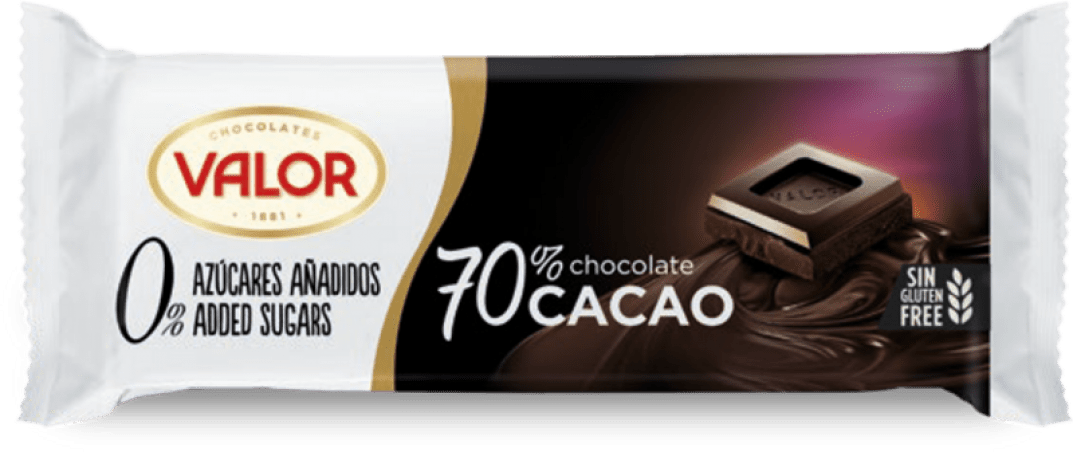 Čokoláda Valor bez cukru hořká 70% 35g