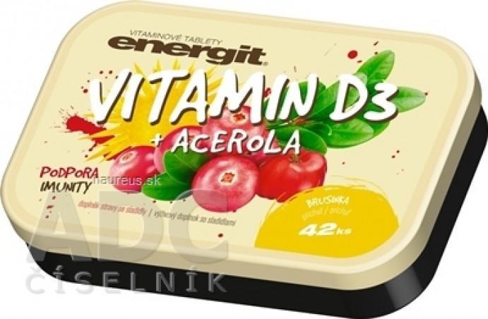 Energit VITAMIN D3 + ACEROLA vitamínové tablety s příchutí brusinka 1x42 ks