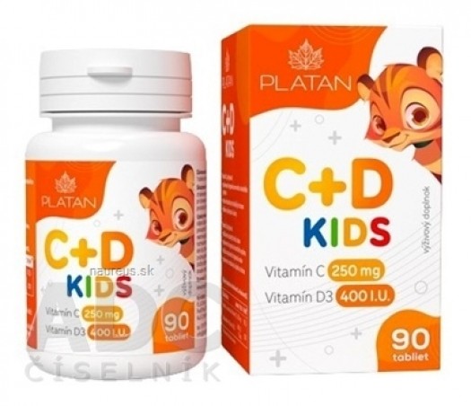 PLATAN Vitamin C + D KIDS cucavé tablety 1x90 ks
