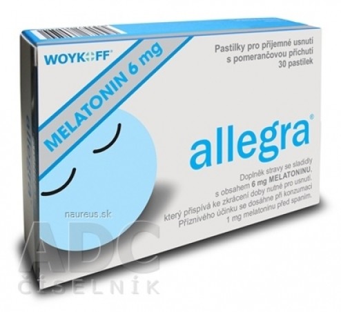 allegra MELATONÍN 6 mg pastilky s pomerančovou příchutí 1x30 ks