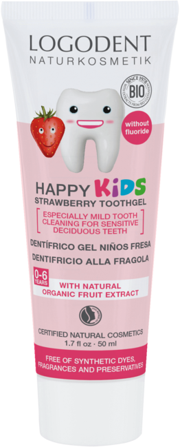 Levně Logona Happy Kids zubní gel jahoda 50 ml