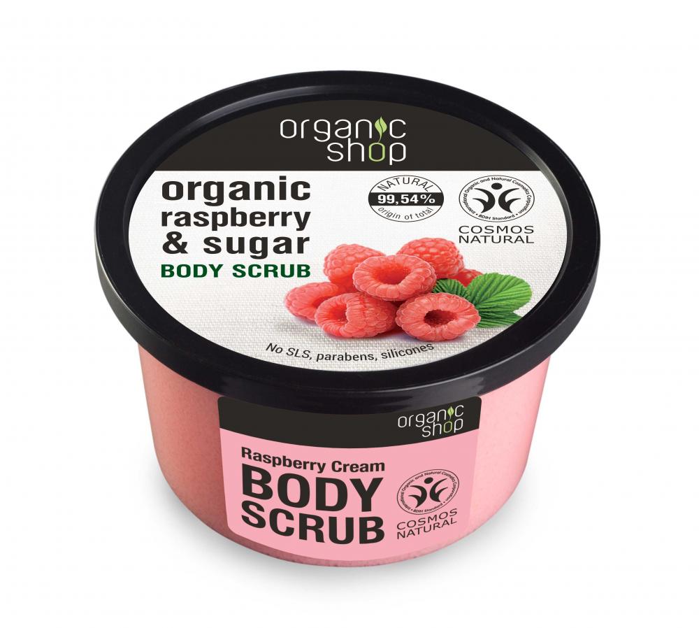 Organic Shop - Malinový krém - Tělový peeling 250 ml