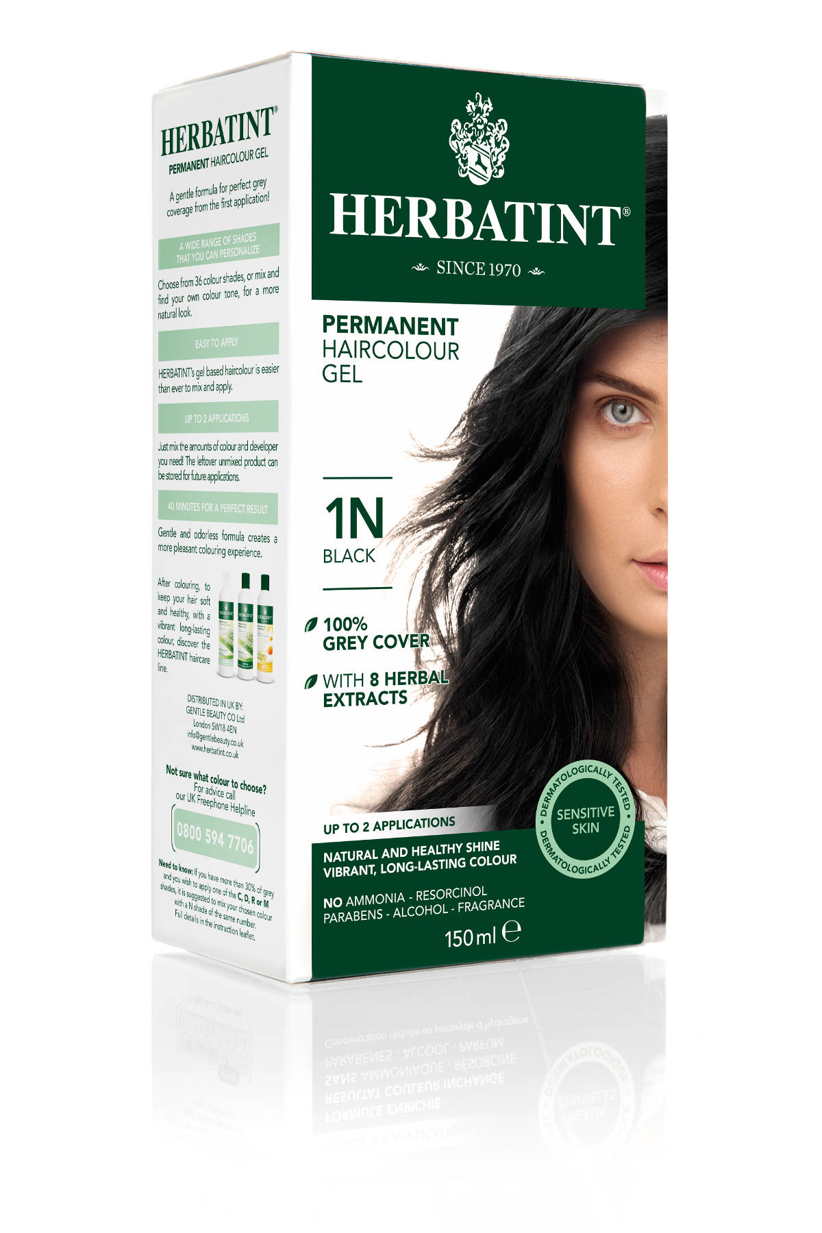 Levně HERBATINT HERBATINT 1N černá permanentní barva na vlasy 150 ml