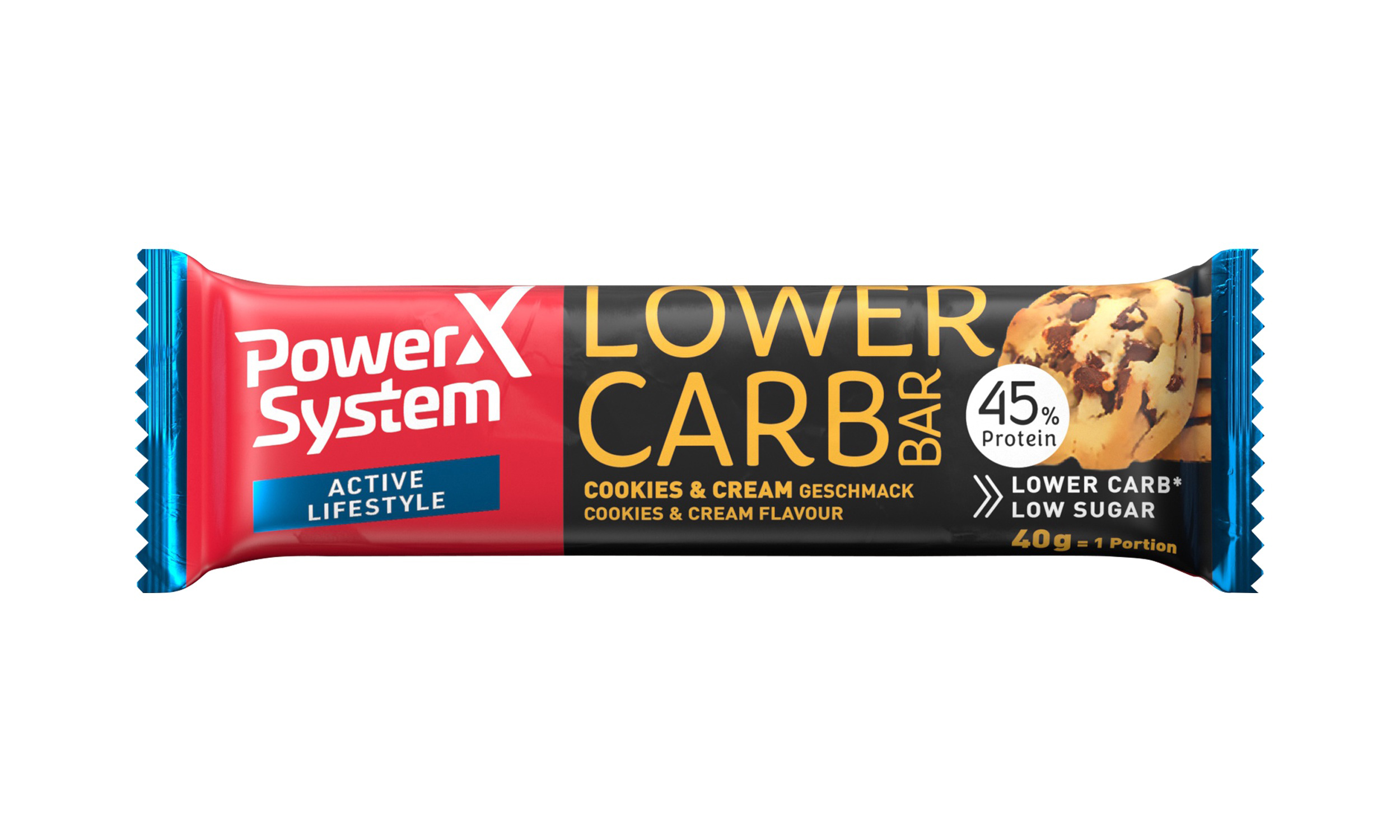 Levně Power Systém Proteinová tyčinka LOWER CARB Cookies & Cream 45% 40g 40g