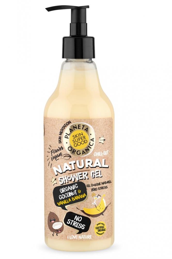 Levně Skin Super Good Přírodní sprchový gel Bez stresu - Organický kokos a vanilkový banán 500 ml