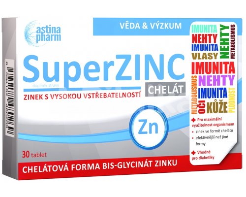 Levně Astina Pharm a.s. SuperZINC Chel 30tbl Astin Pharm-1 30 tbl