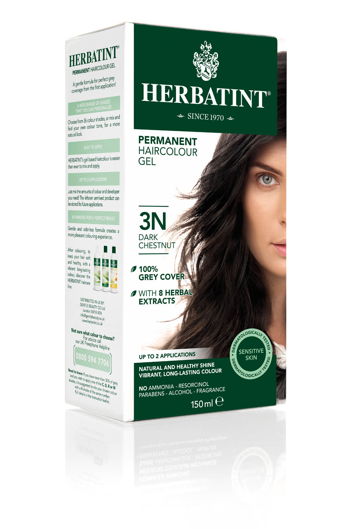 HERBATINT HERBATINT 3N tmavý kaštan permanentní barva na vlasy  150 ml