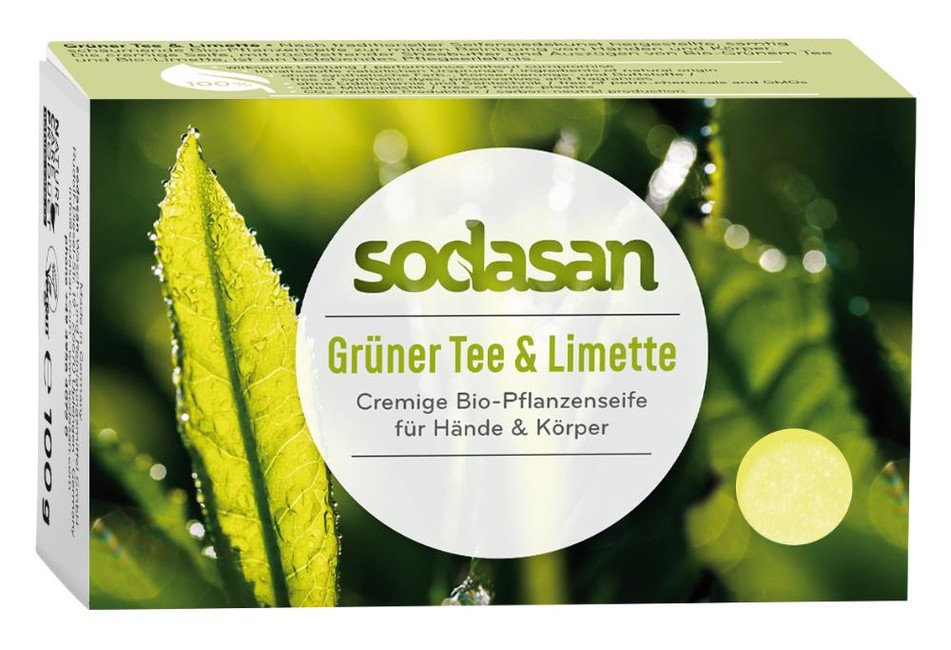 Levně SODASAN BIO pleťové mýdlo CREAM zelený čaj a limetka - 100g 100g