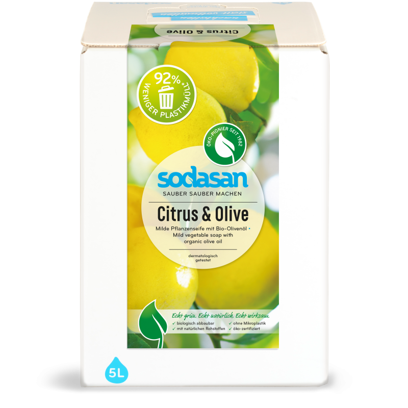 Levně SODASAN BIO tekuté mýdlo na ruce Citron - oliva - 5 litrů 5 litrov