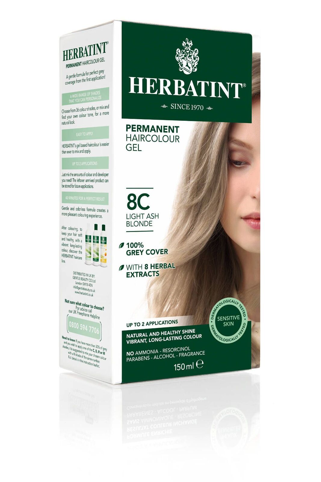 HERBATINT HERBATINT 8C světle popolavá blond permanentní barva na vlasy  150 ml