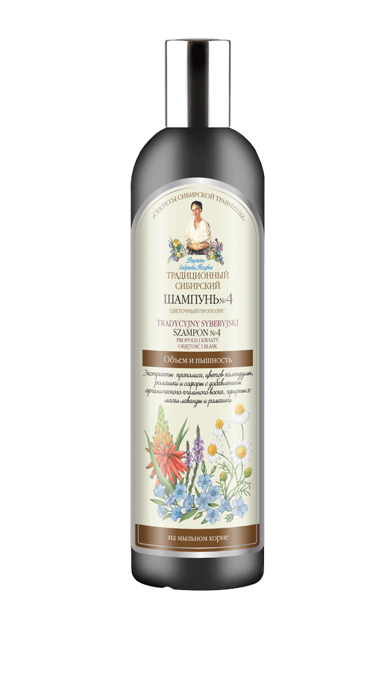 Recipes of Babushka Agafia Agafja tradiční sibiřský šampon na vlasy č.4 - Květový propolis 550 ml