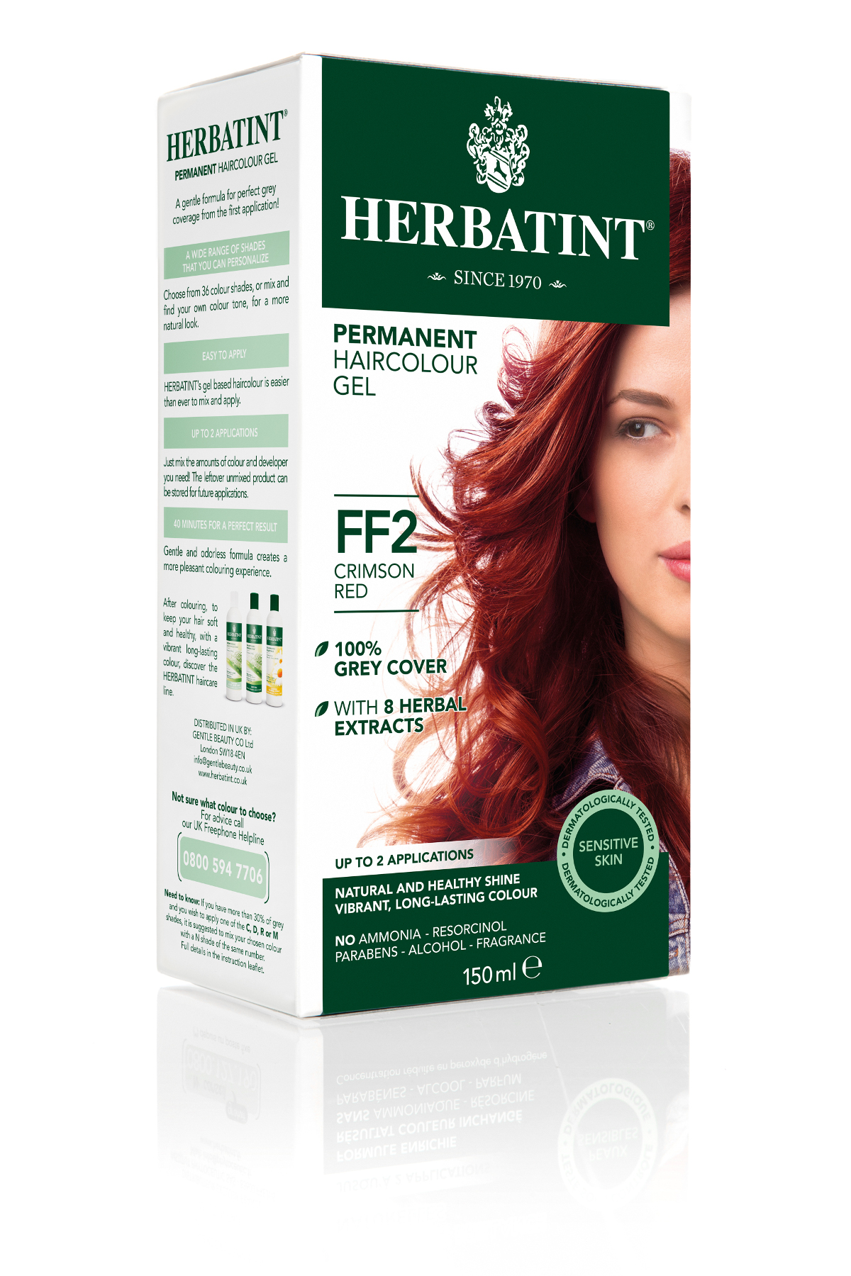Levně HERBATINT HERBATINT FF2 karmínová červená permanentní barva na vlasy 150 ml