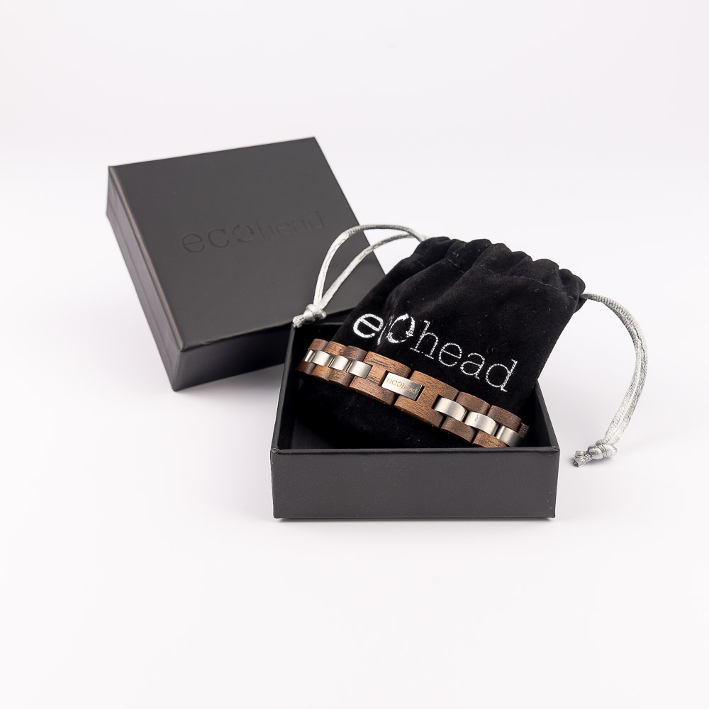 Levně Ecohead Náramek na ruku - Brown Silver s krabičkou gift box