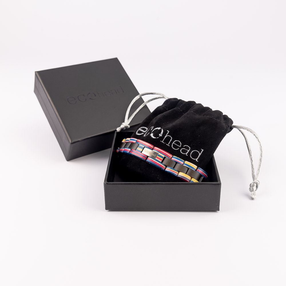 Levně Ecohead Náramek na ruku - Ebony Rainbow s krabičkou gift box