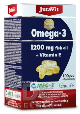 Levně JuvaPharma Kft. JutaVit Omega-3 1200 rybí olej + vitamin E cps (inov.2021) 1x100 ks