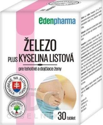 Levně EDENPharma, s.r.o. EDENPharma ŽELEZO PLUS KYSELINA LISTOVÁ tbl pro těhotné a kojící ženy 1x30 ks 30 ks