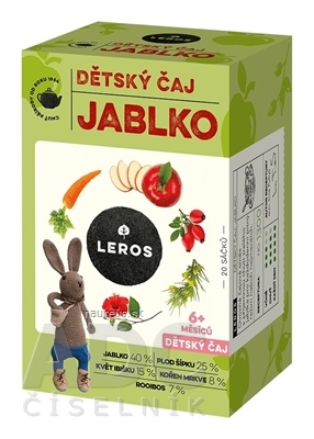 Levně LEROS, s r.o. LEROS DĚTSKÝ ČAJ JABLKO nálevové sáčky (od 6+ měsíců) 20x2 g (40 g)