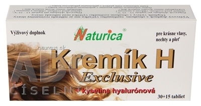 Levně PharmTurica s.r.o. Naturica KŘEMÍK H Exclusive + Kyselina hyaluronová tbl 30 + 15 (45 ks) 45 ks