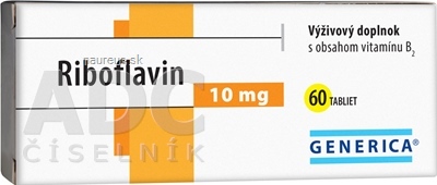 Levně GENERICA spol. s r.o. GENERICA Riboflavin 10 mg tbl 1x60 ks 60 ks