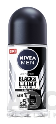 Levně BEIERSDORF AG NIVEA MEN Anti-perspirant BLACK &amp; WHITE Original kuličkový, Invisible, 48H, 5xAnti 1x50 ml 50ml