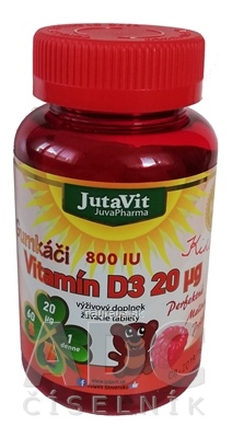 Levně JuvaPharma Kft. JutaVit Gumkáči Vitamin D3 20 mikrogramů Kids tbl (gumové medvídky) 1x60 ks