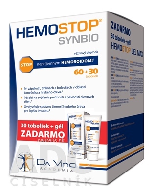 Levně Simply You Pharmaceuticals a.s. HEMOSTOP ProBio - DA VINCI cps 60 + 30 zdarma (90 ks) + gel 75 ml zdarma, 1x1 set 90 ks