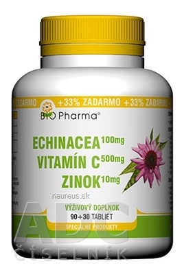 Levně BIO-Pharma s.r.o. BIO Pharma Echinacea, Vitamin C, Zinek tbl 90 + 30 (33% ZDARMA) (120 ks)
