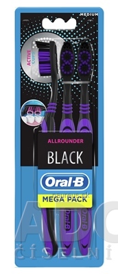 Levně PROCTER & GAMBLE Oral-B BLACK ALLROUNDER Medium zubní kartáček manuální 1x3 ks