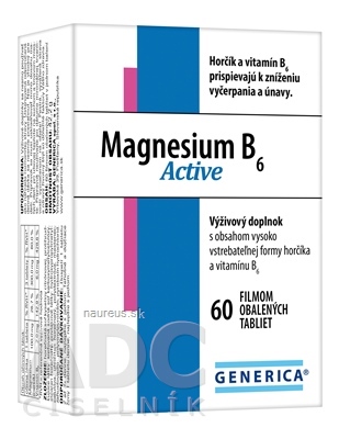 Levně GENERICA spol. s r.o. GENERICA Magnesium B6 Active tbl 1x60 ks 60 ks