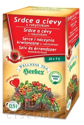 Levně HERBEX spol. s r.o. HERBEX Srdce a cévy s rakytníkem bylinný čaj (wellness tea) 20x3 g (60 g) 20 ks