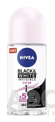 Levně BEIERSDORF AG NIVEA Anti-perspirant BLACK &amp; WHITE Clear kuličkový, 48H, 5xAnti 1x50 ml