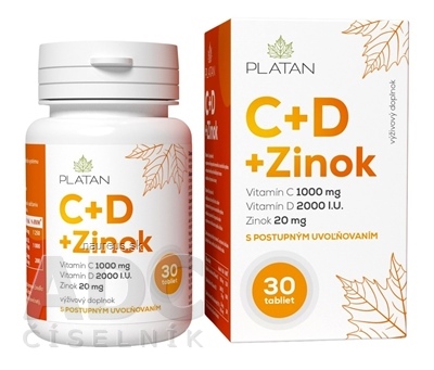 Levně VULM s.r.o. PLATAN Vitamin C+D+ Zinek tbl s postupným uvolňováním 1x30 ks